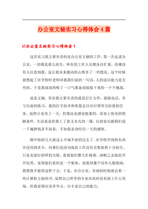 办公室文秘实习心得体会4篇