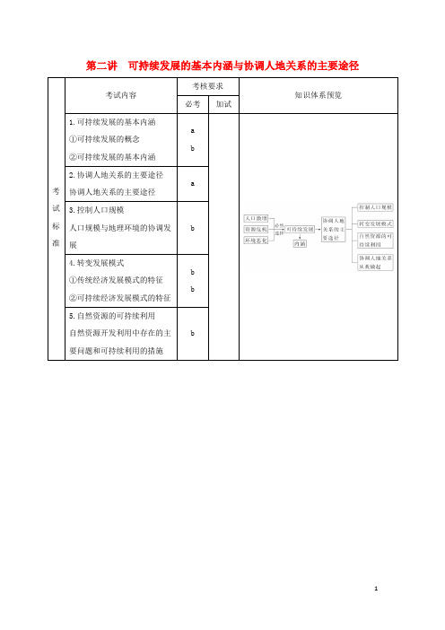 高考地理一轮复习 第四章 人类与地理环境的协调发展 第二讲 可持续发展的基本内涵与协调人地关系的主要