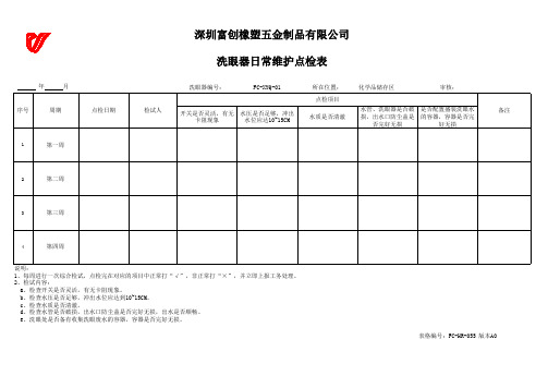 洗眼器日常维护点检表