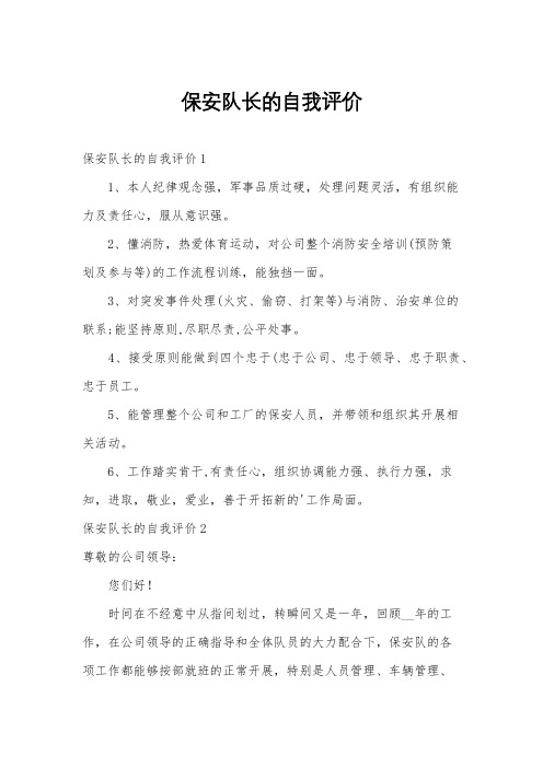 保安队长的自我评价