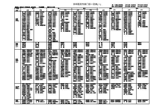 武汉协和医院专家排班表