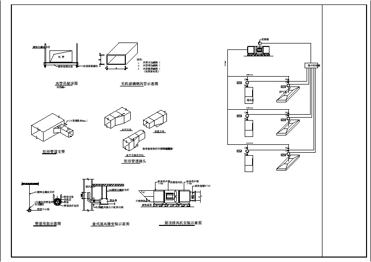 风机风管及控制的暖通大样设计图纸