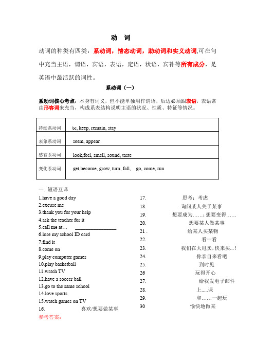 2016武汉中考语法专项复习二动词(附答案)分析