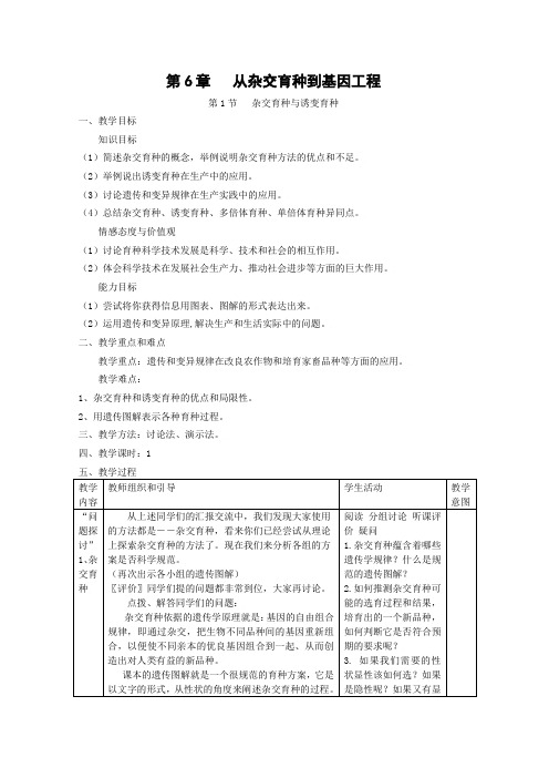 人教版教学教案生物61《杂交育种与诱变育种》教案(新人教版)