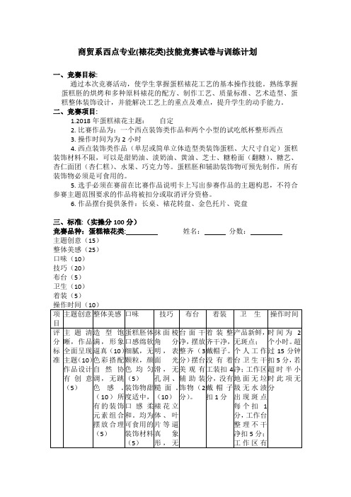 2018年4月蛋糕裱花竞赛方案