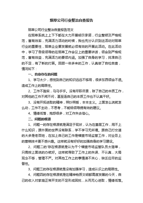 烟草公司行业整治自查报告