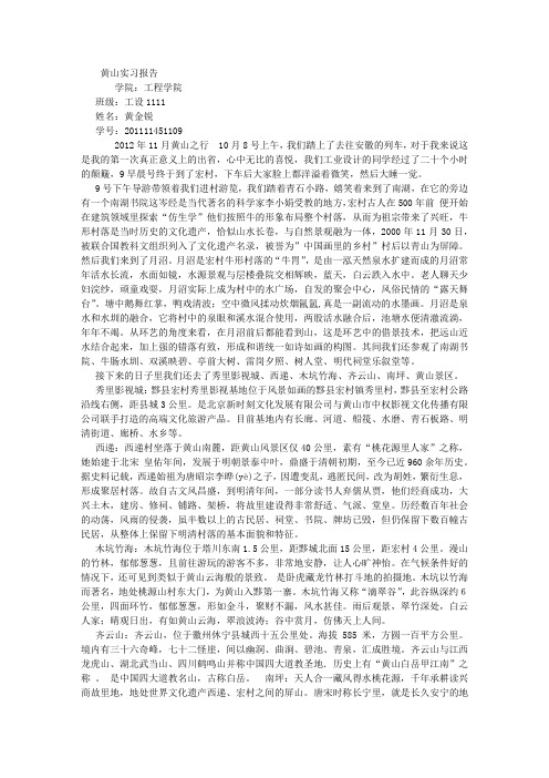 黄山实习报告 (1000字)