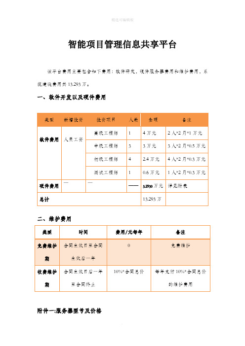 软件项目报价表-软件报价明细表