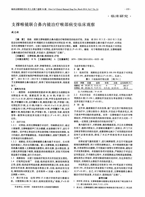 支撑喉镜联合鼻内镜治疗喉部病变临床观察