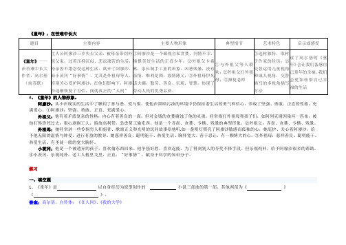 《童年》导读及习题答案