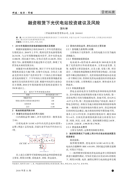 融资租赁下光伏电站投资建议及风险