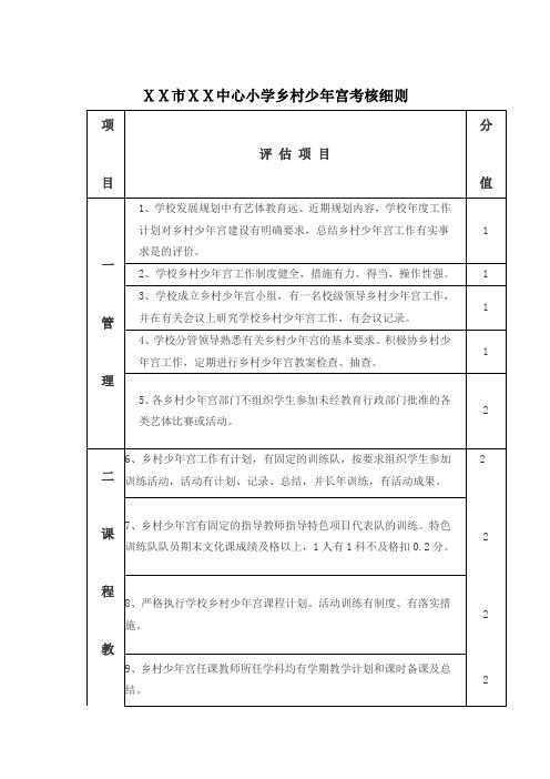 小学乡村少年宫考核细则