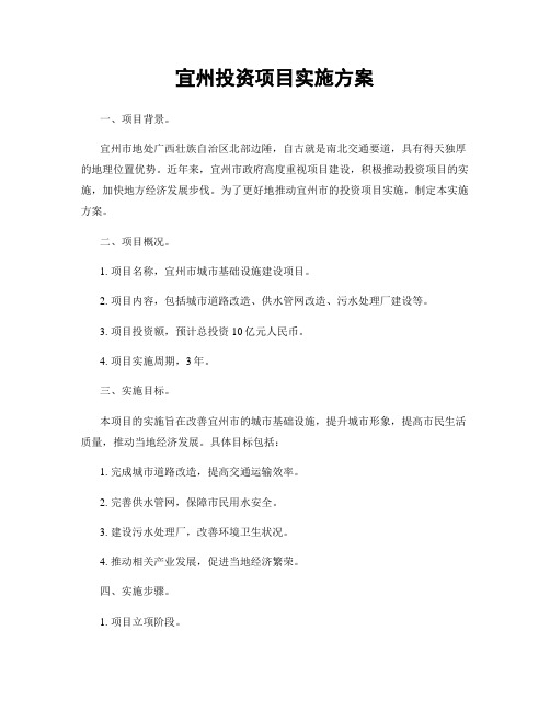 宜州投资项目实施方案
