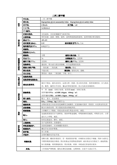 二丙二醇甲醚化学品安全技术说明书MSDS