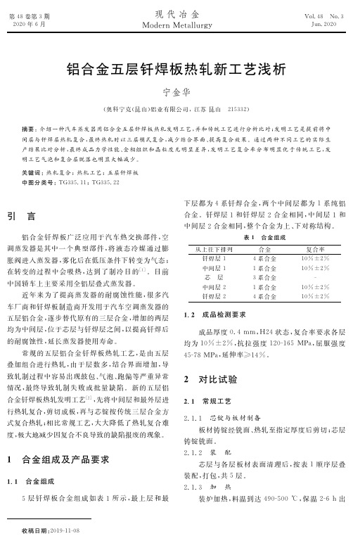 铝合金五层钎焊板热轧新工艺浅析