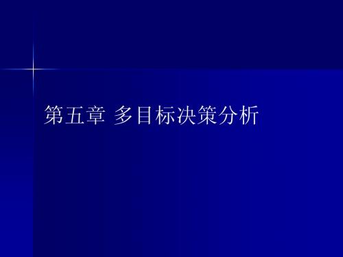 第五章 多目标决策分析