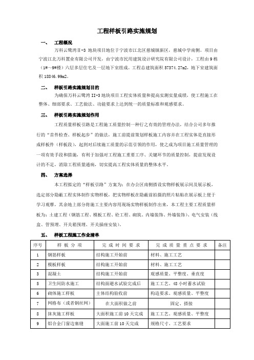 工程样板引路实施规划