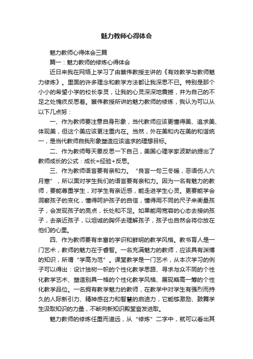 魅力教师心得体会