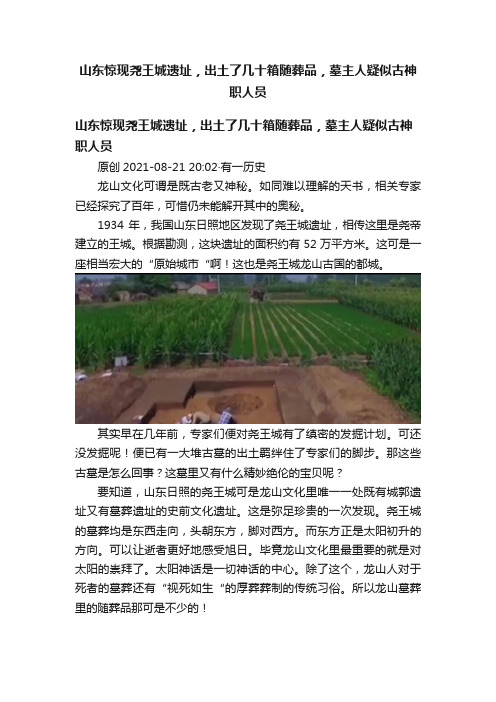 山东惊现尧王城遗址，出土了几十箱随葬品，墓主人疑似古神职人员