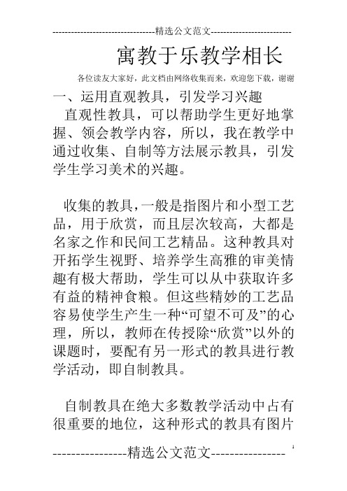 寓教于乐教学相长