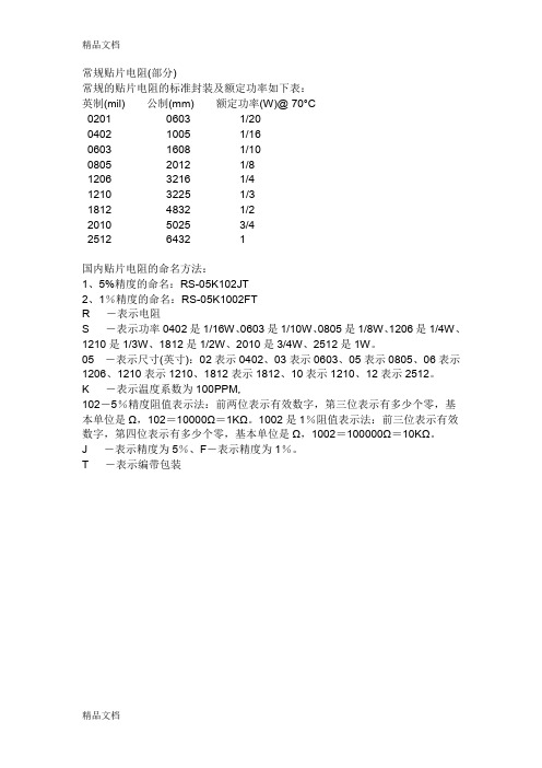 (整理)贴片电阻基础知识