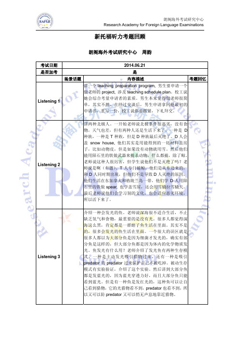 20140621托福考试听力考题回顾