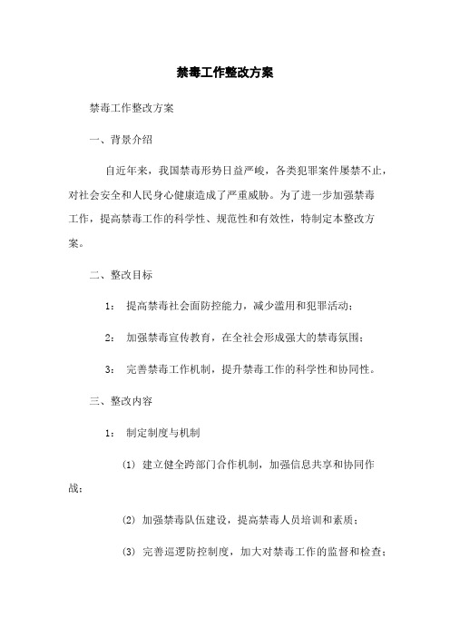 禁毒工作整改方案