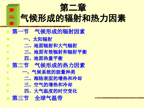 第二章气候形成的辐射和热力因素