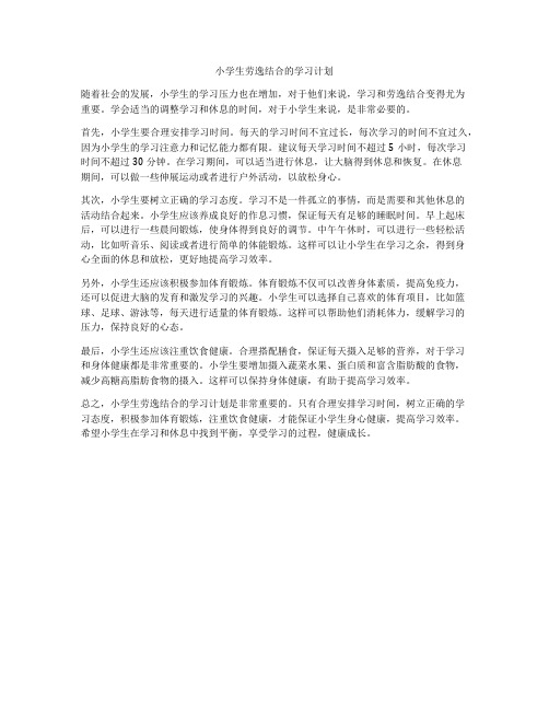 小学生劳逸结合的学习计划