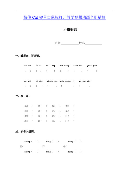 课后习题课堂练习(人教新课标)三年级语文上册_小摄影师(同步练习)(课课过关)