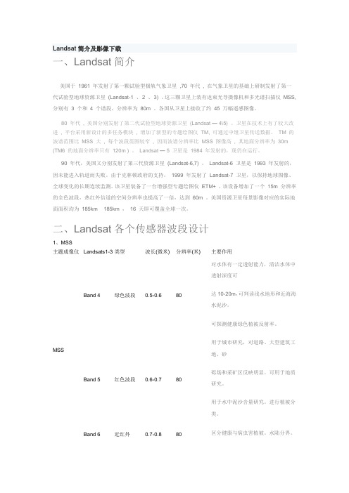 关于landsat最详细的介绍