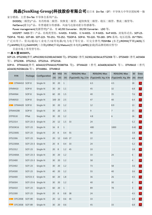Din-Tek半导体MOSFET产品选型表