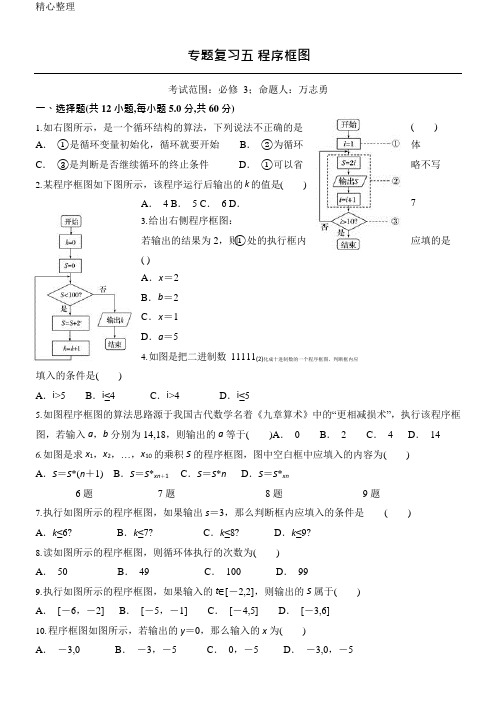 (完整版)专题复习程序框图(含参考答案)(可编辑修改word版)