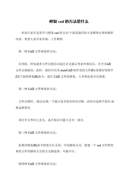 修复cad的方法是什么