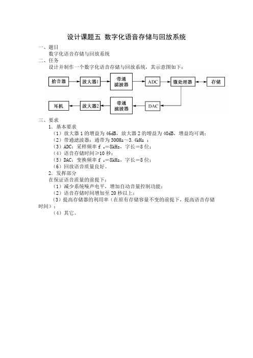 数字化语音存储与回放系统