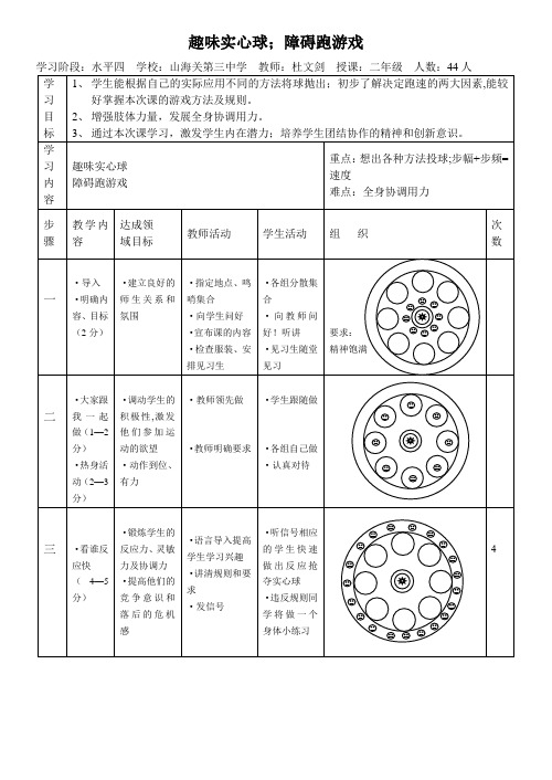 趣味实心球;障碍跑游戏