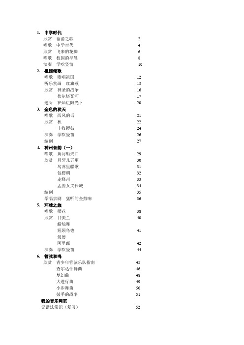 2012人教版七年级上册音乐目录