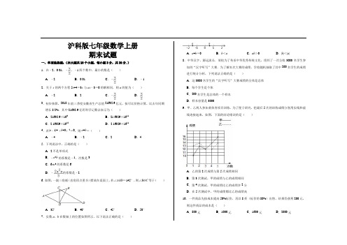 最新沪科版七年级数学上册期末试题