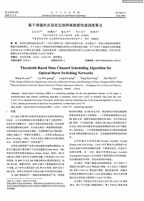 基于阈值的光突发交换网络数据信道调度算法