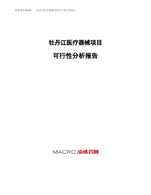 牡丹江医疗器械项目可行性分析报告