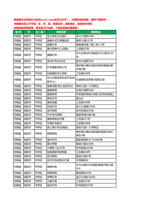 2020新版河南省信阳市平桥区灯饰工商企业公司商家名录名单联系电话号码地址大全183家