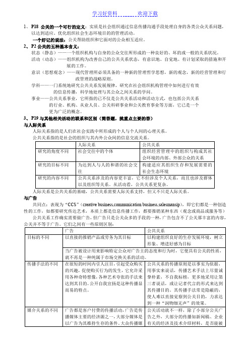 公关考试复习重点