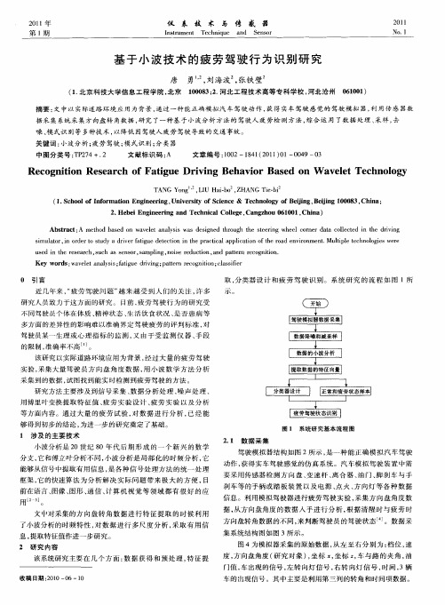 基于小波技术的疲劳驾驶行为识别研究