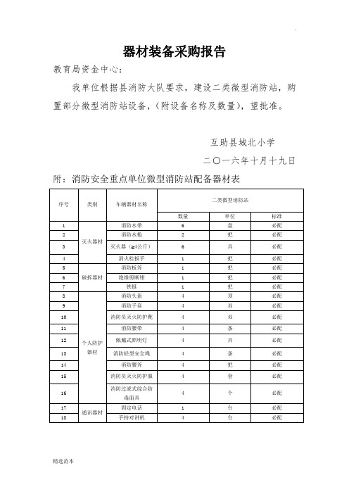 消防器材装备采购报告