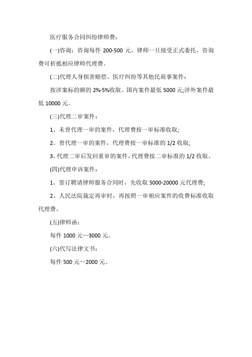 民法典 医疗服务合同纠纷律师费