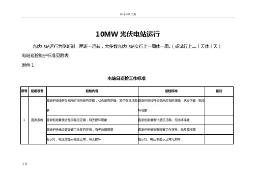 10MW光伏电站运维记录簿表