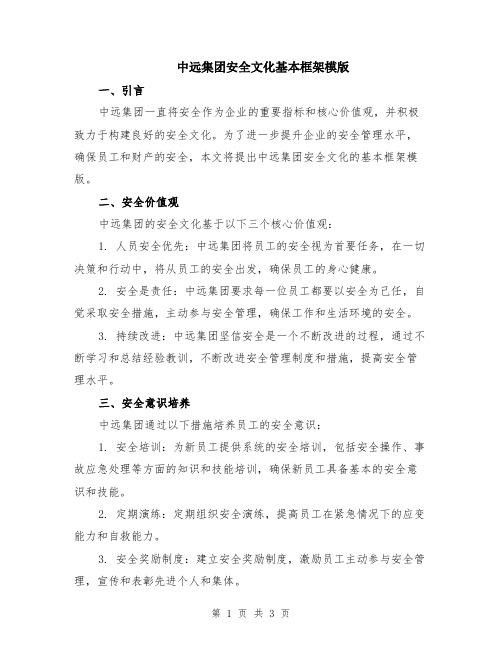 中远集团安全文化基本框架模版