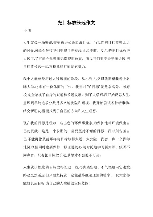 把目标放长远作文