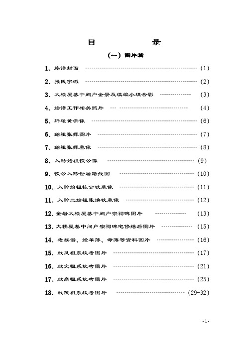 续编五十六字派张氏族谱目录