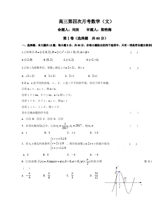 黑龙江省齐齐哈尔市第八中学2018届高三12月月考数学文试题 含答案 精品